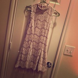 Francesca’s Beige Lace Sleeveless Dress